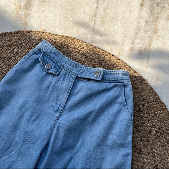 Blue Straight Pants with side slits - Picture 4 of 9